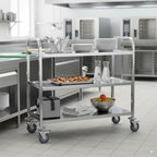 Chariot de service en acier inoxydable, à 3 étagères