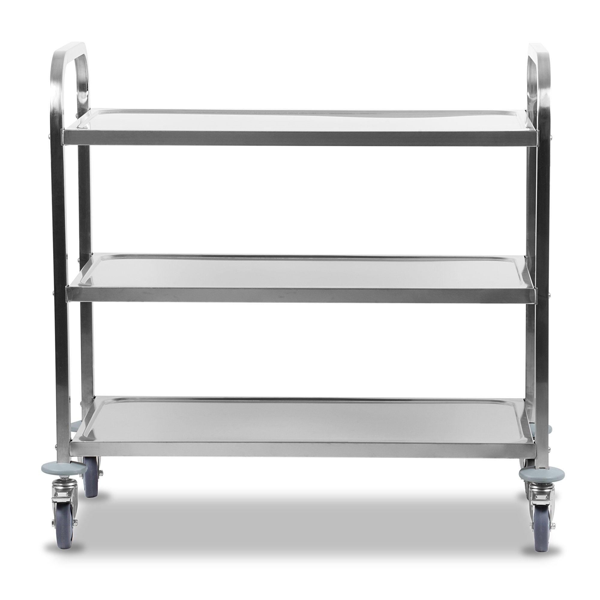 Serving trolley, stainless steel, with 3 shelves