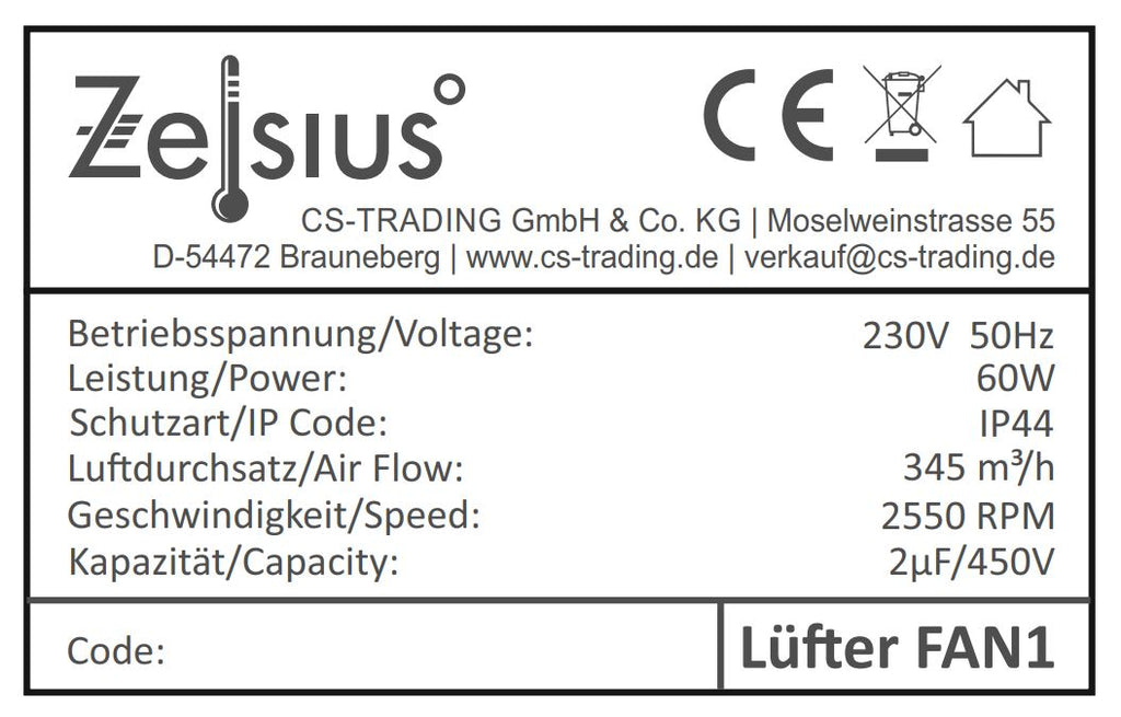 Electric inline fan for grow tents, 345 m³/h, Ø 100 mm