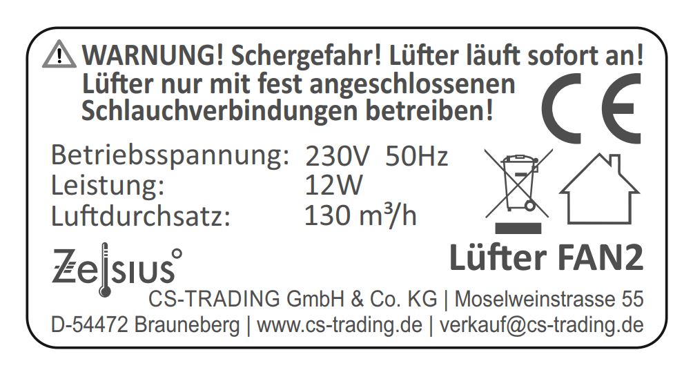 Electric inline fan for grow tents, 130 m³/h, Ø 100 mm