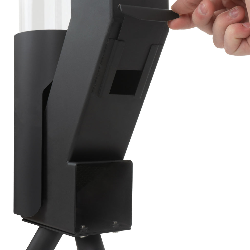 Pellet torch, steel, 38 x 37 x 148 cm, including glass tube