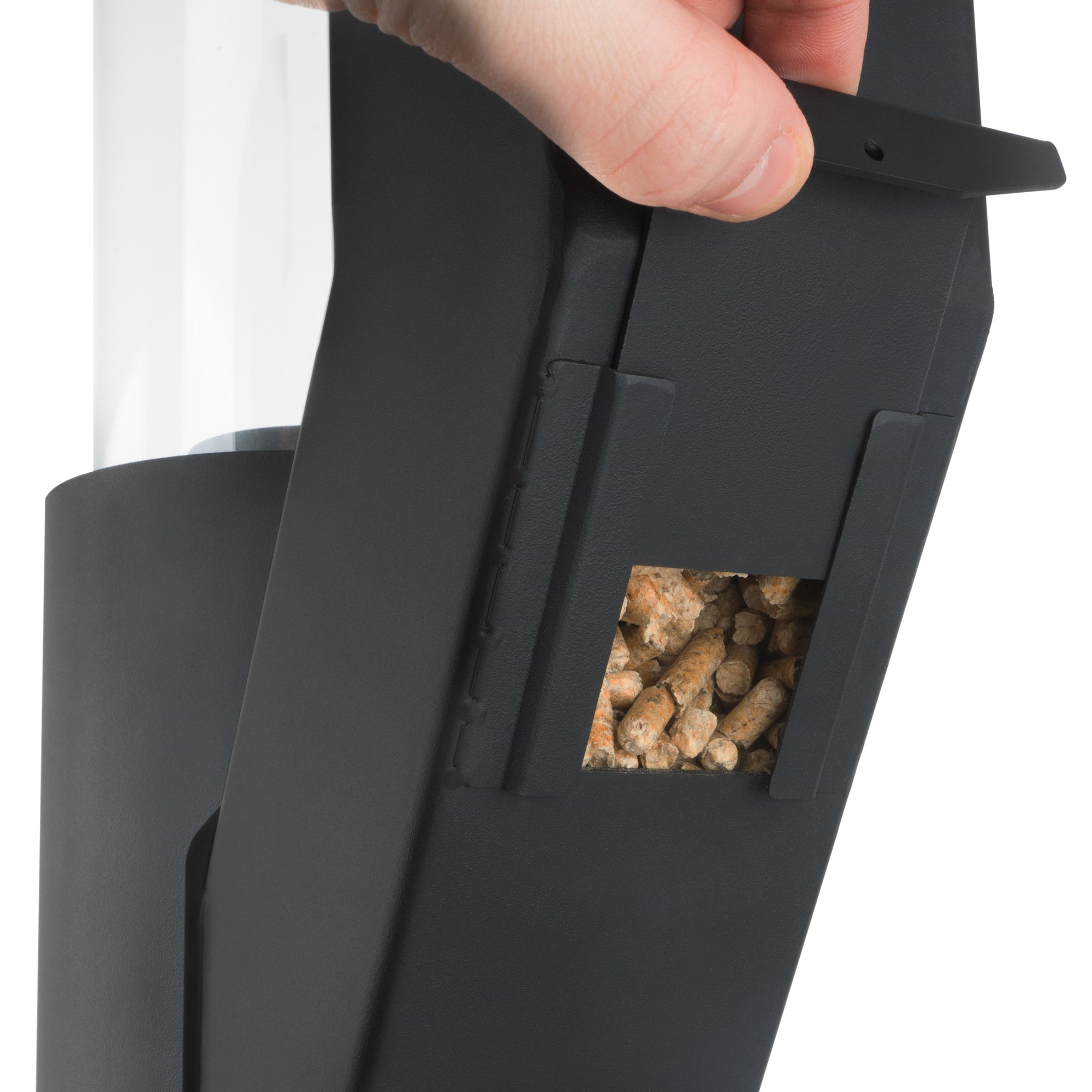 Pellet torch, steel, 38 x 37 x 148 cm, including glass tube