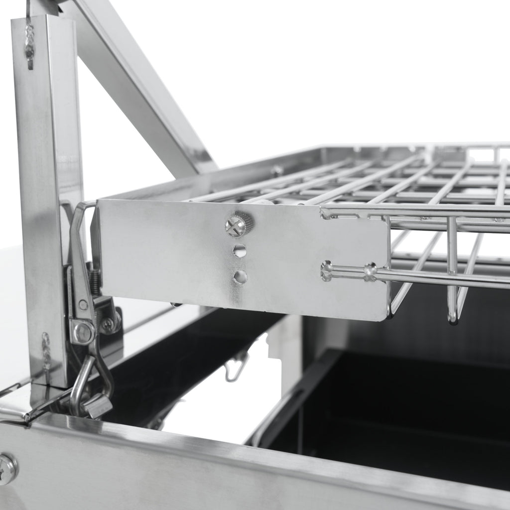 Flip Grill, Edelstahl, mit 360° drehbarem Grillrost und höhenverstellbarer Kohlewanne