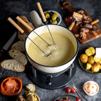 Service à fondue, 9 pièces, 2 litres, en fonte, pour 6 personnes