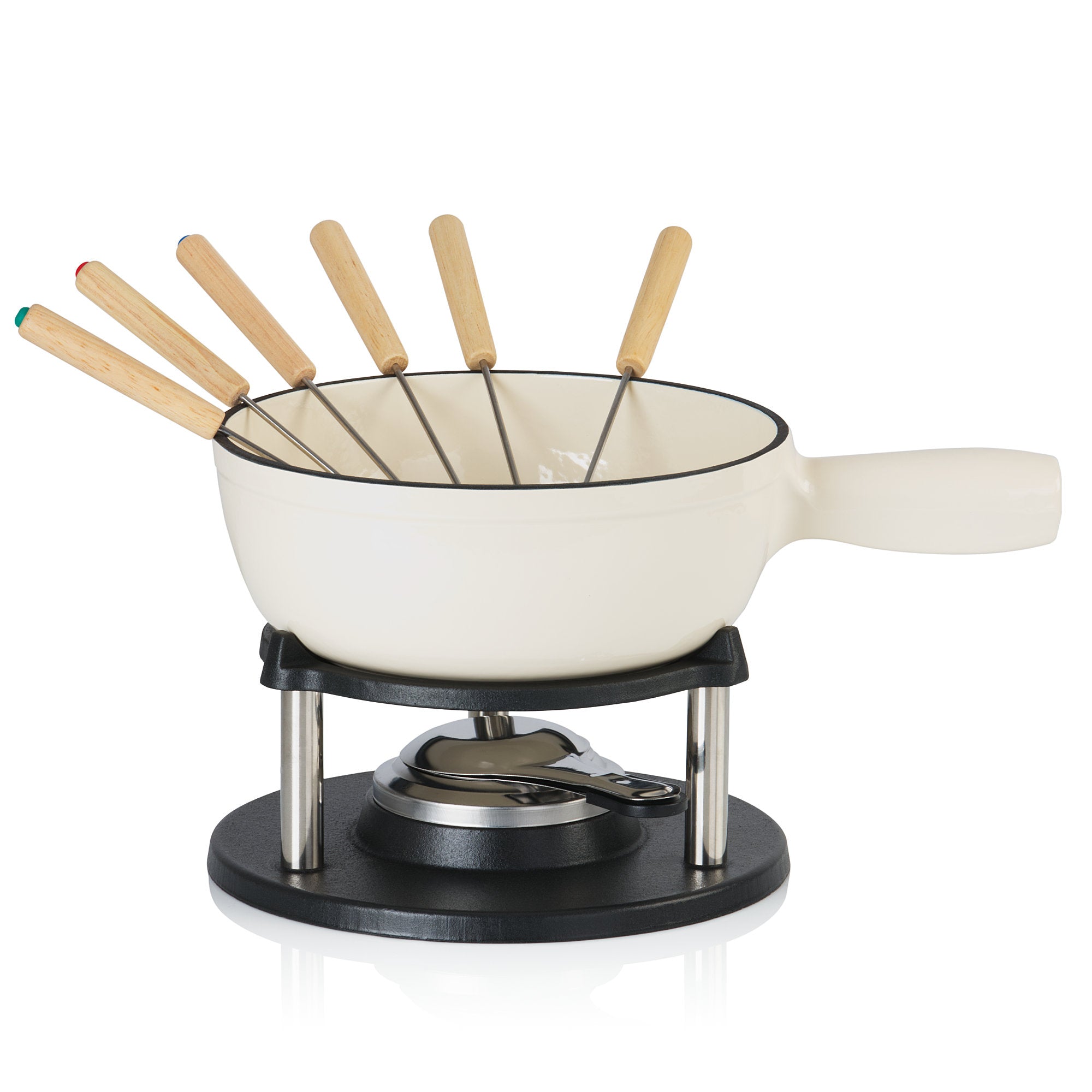 Fondue set, 9-piece, 2 liters, cast iron, for 6 people