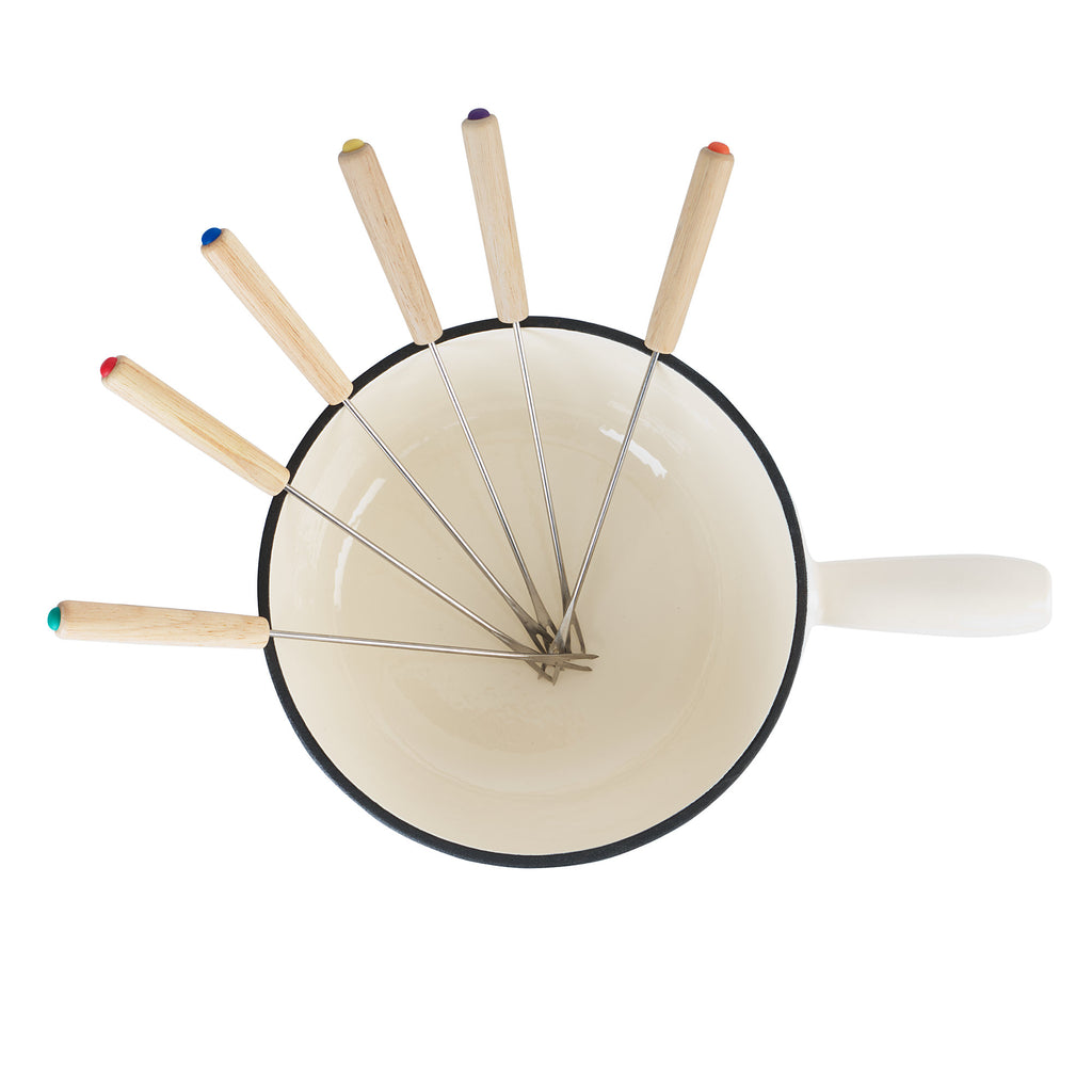 Fondue set, 9-piece, 2 liters, cast iron, for 6 people