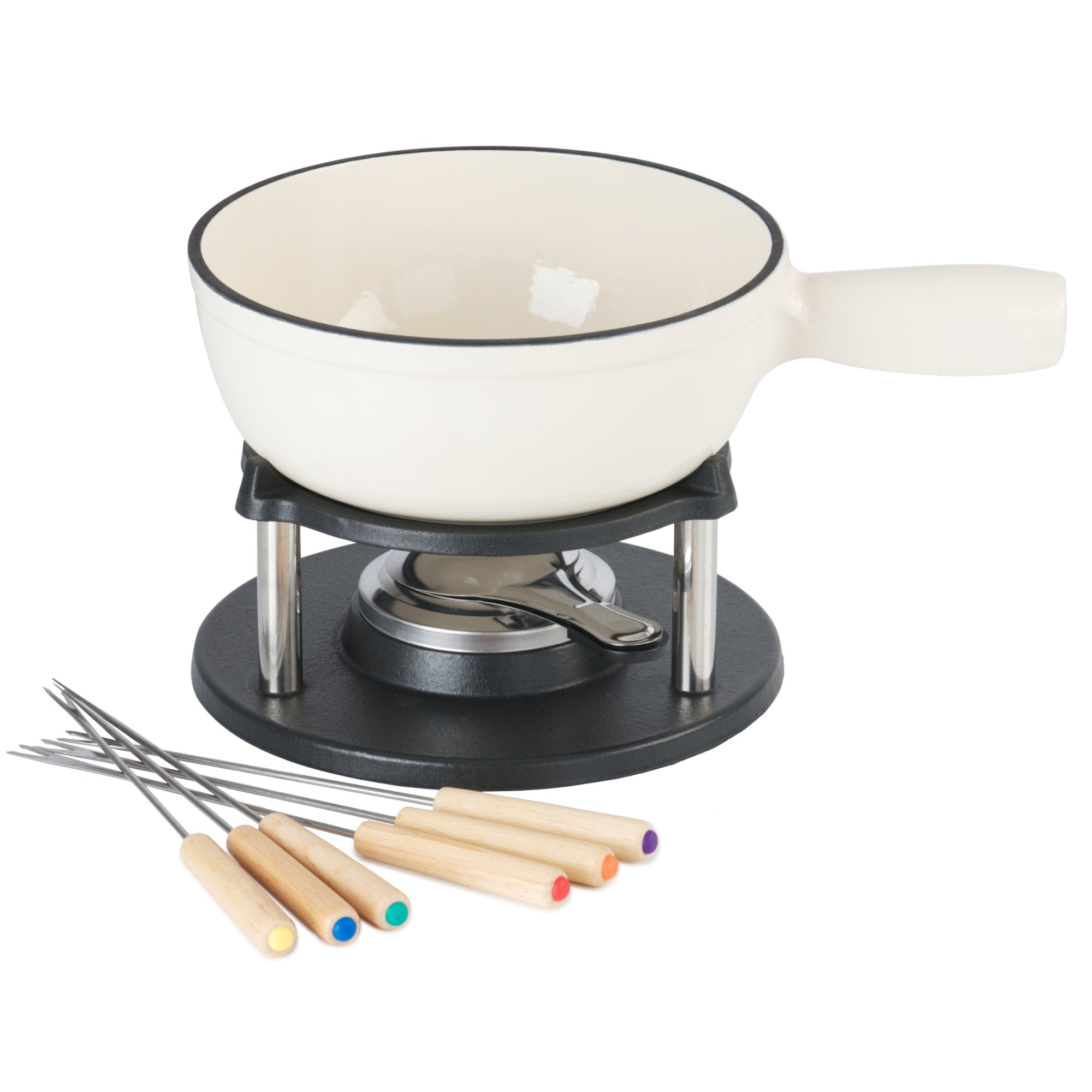 Fondue set, 9-piece, 2 liters, cast iron, for 6 people