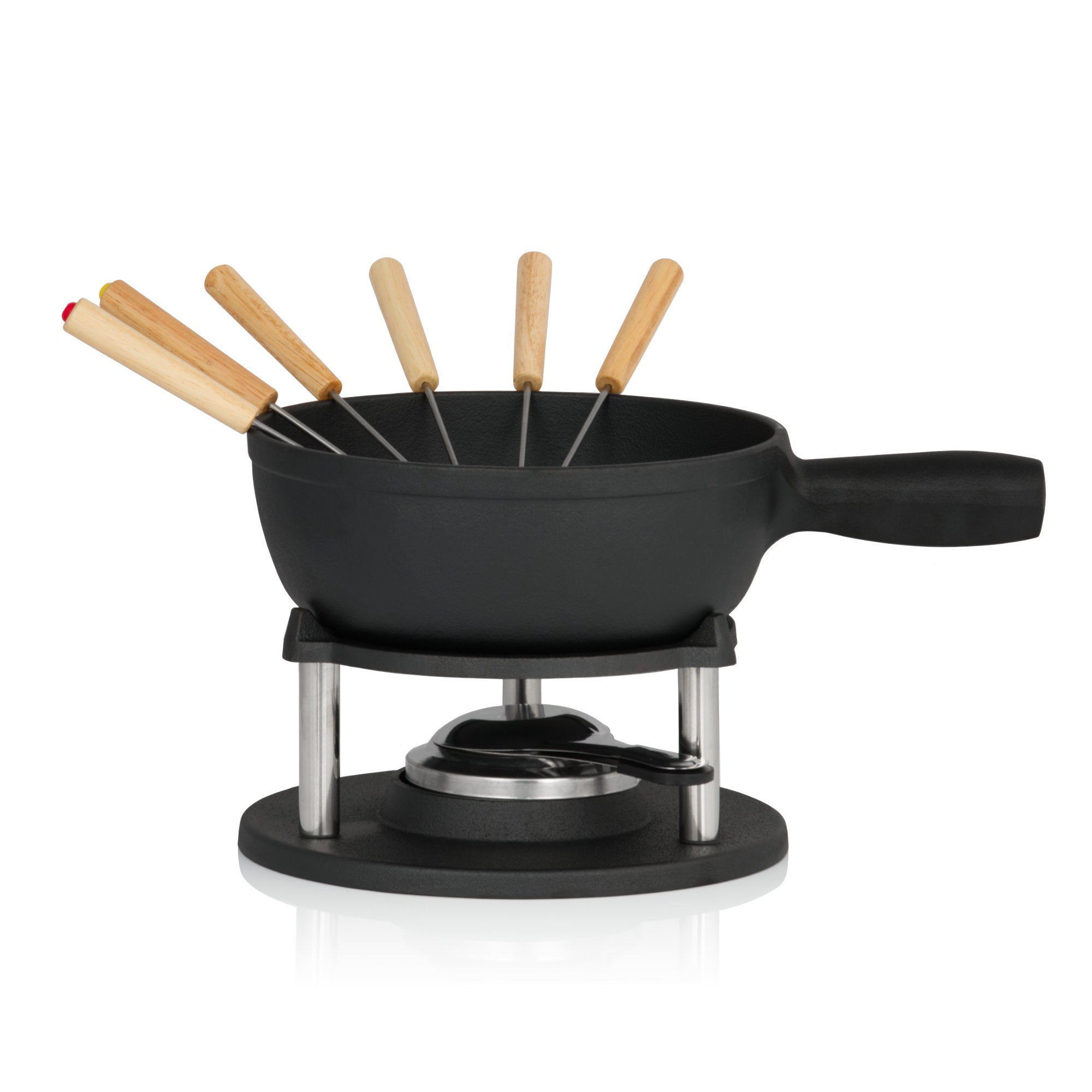Fondue set, 9-piece, 2 liters, cast iron, for 6 people