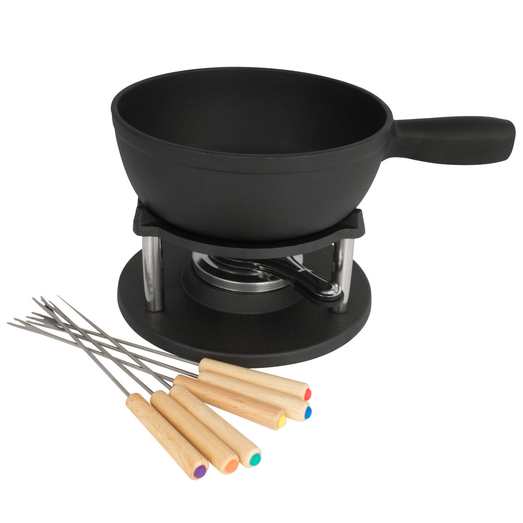 Fondue set, 9-piece, 2 liters, cast iron, for 6 people