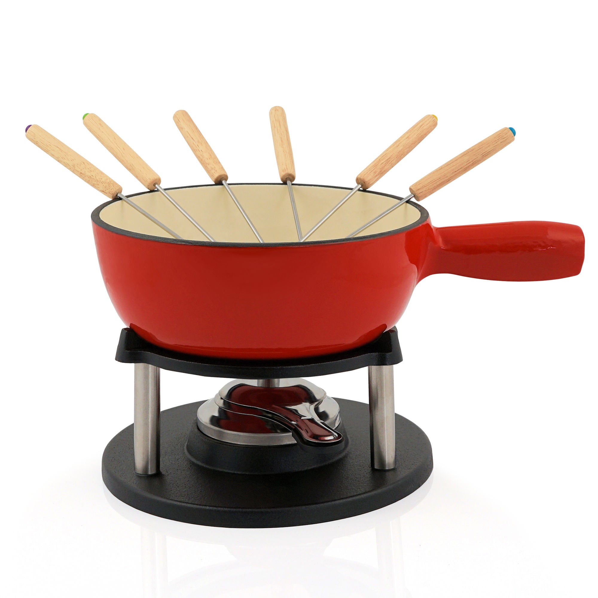 Fondue set, 9-piece, 2 liters, cast iron, for 6 people