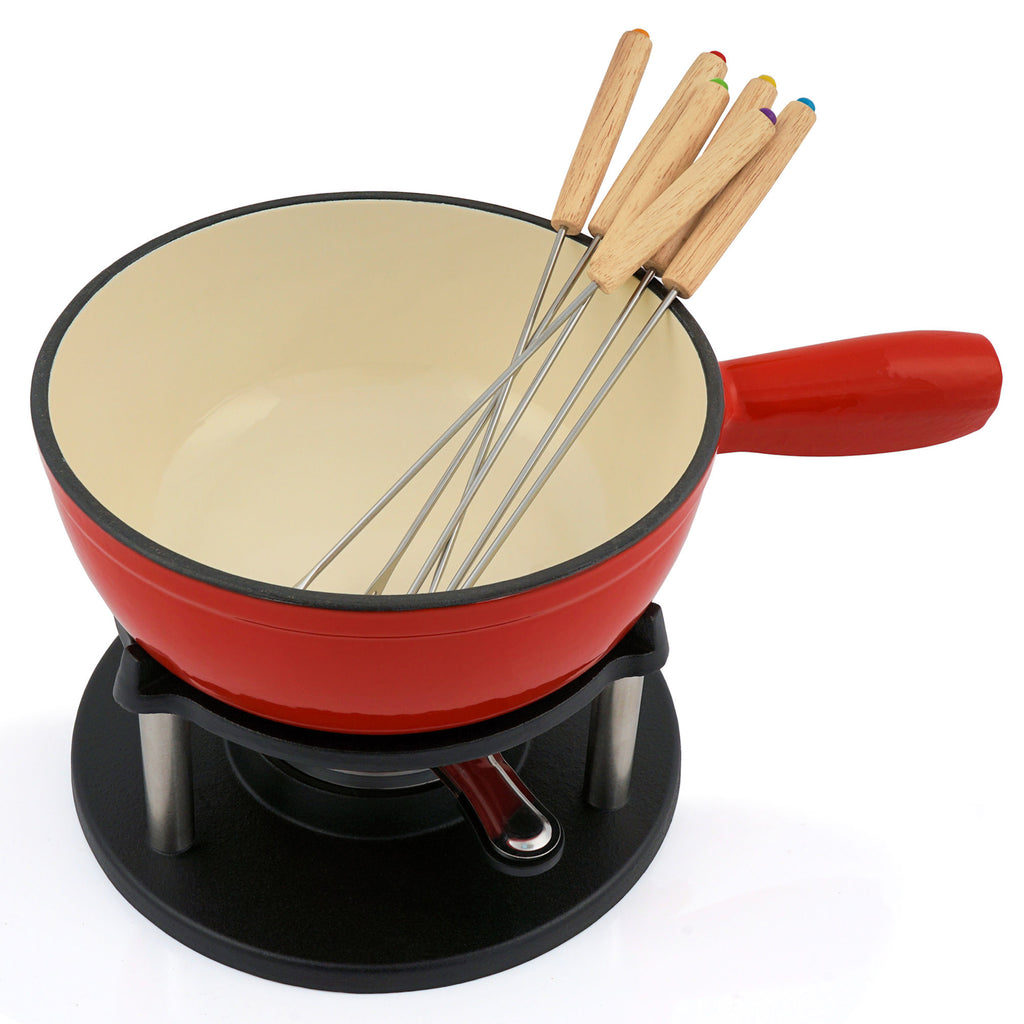 Fondue set, 9-piece, 2 liters, cast iron, for 6 people