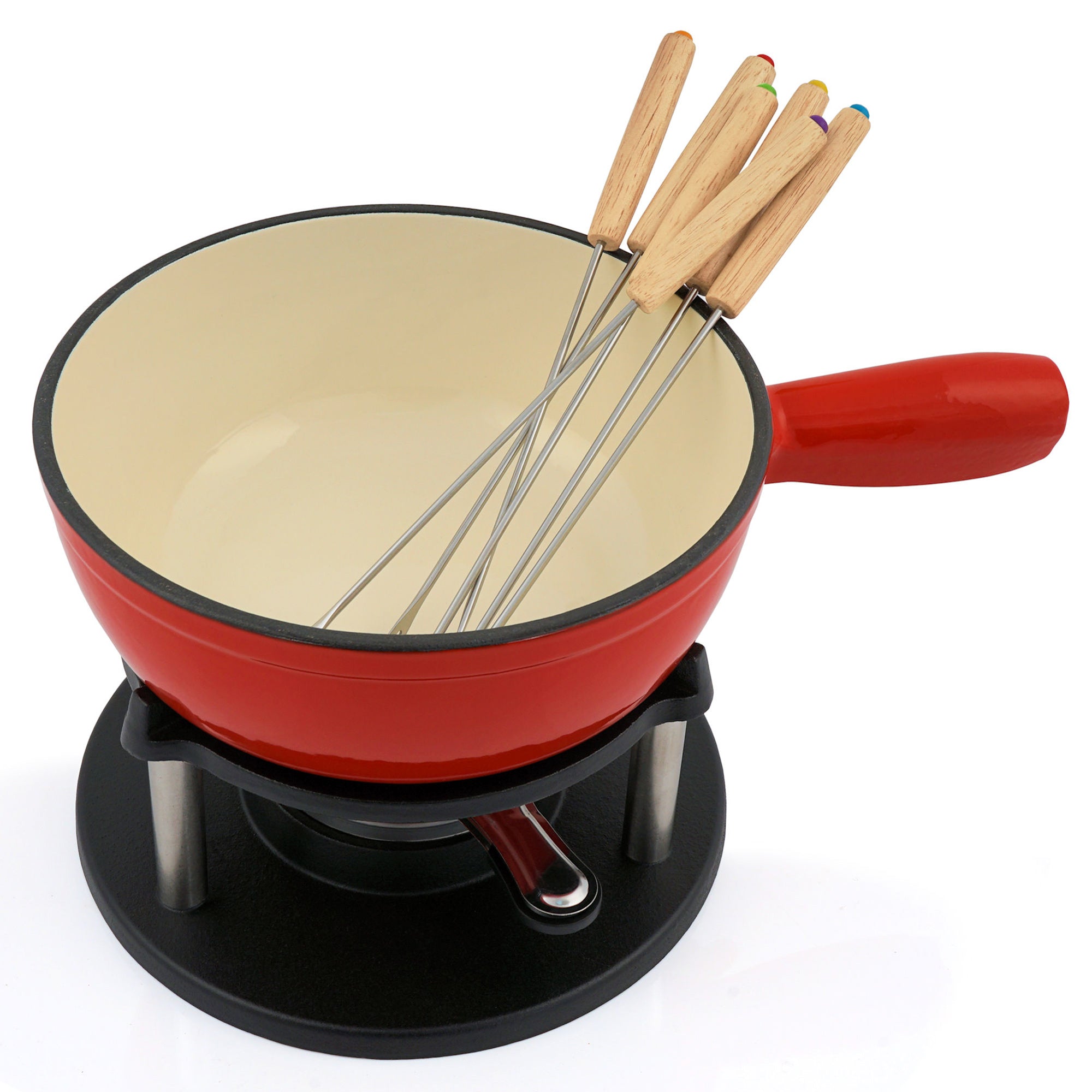 Fondue set, 9-piece, 2 liters, cast iron, for 6 people