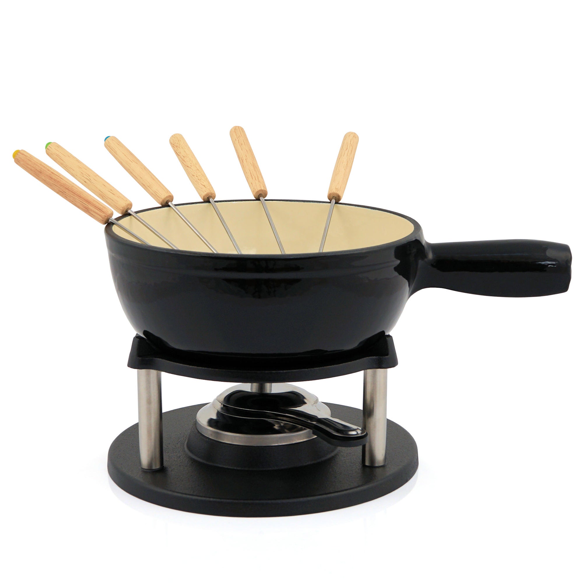 Fondue set, 9-piece, 2 liters, cast iron, for 6 people