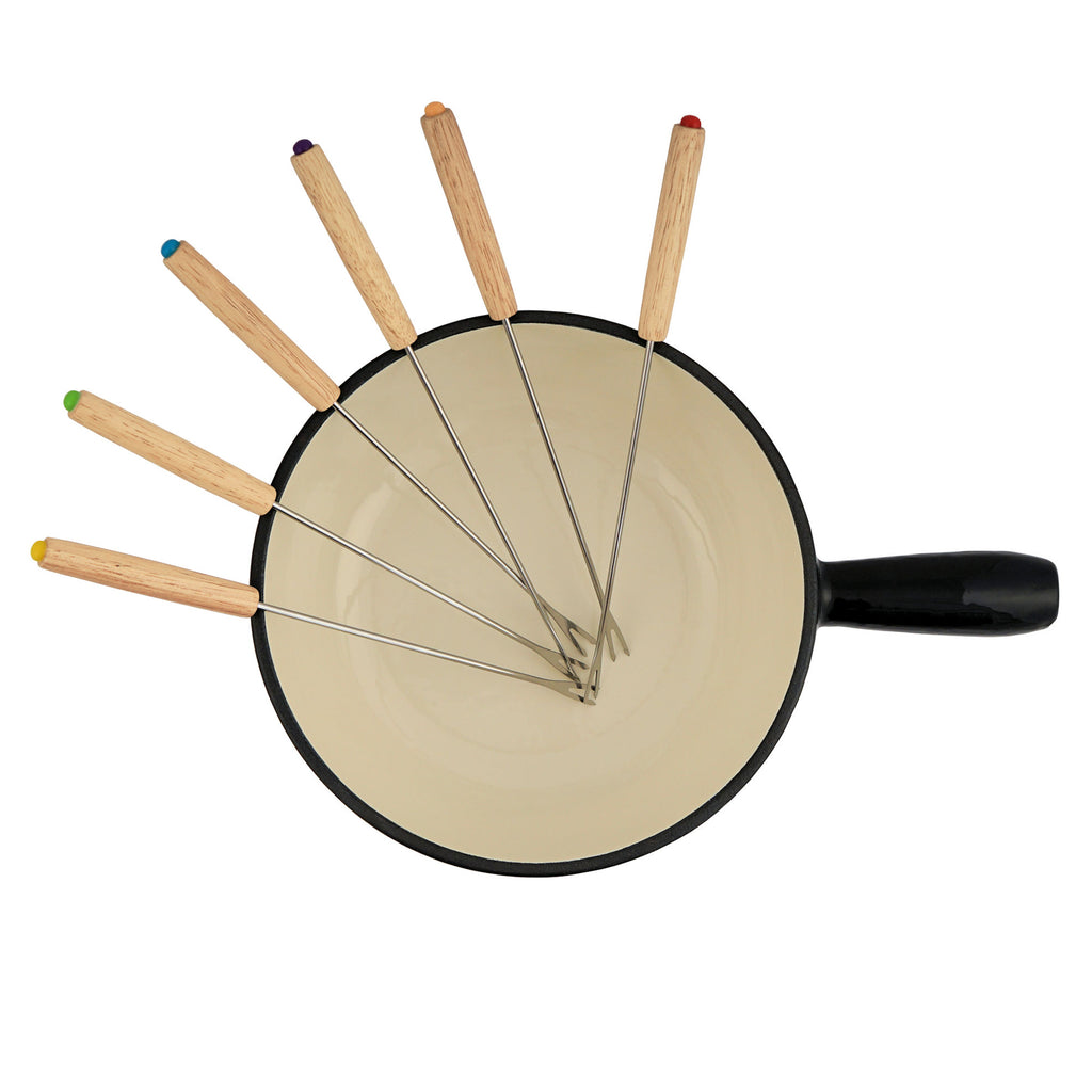 Fondue set, 9-piece, 2 liters, cast iron, for 6 people