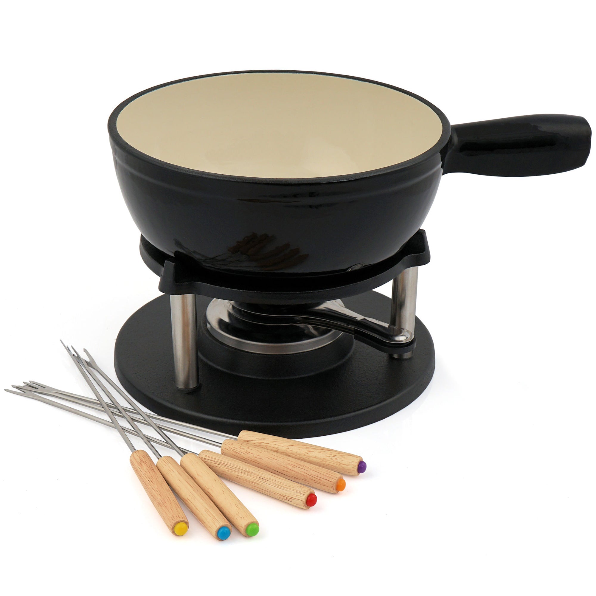Fondue set, 9-piece, 2 liters, cast iron, for 6 people