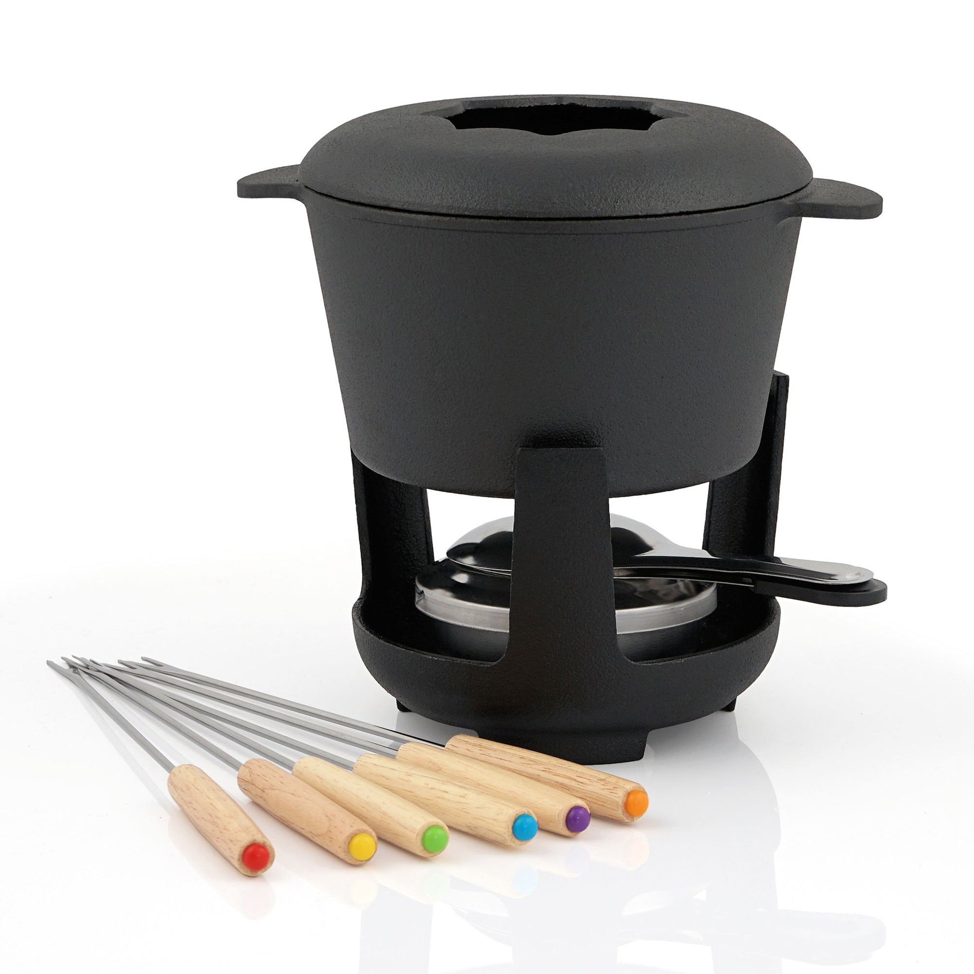 Fondue set, 13 pieces, 1 liter, cast iron, for 6 people