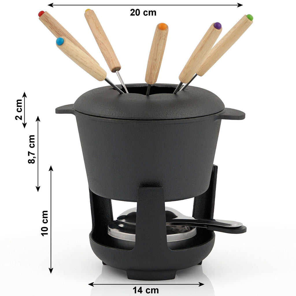 Fondue set, 13 pieces, 1 liter, cast iron, for 6 people