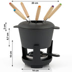Service à fondue, 13 pièces, 1 litre, en fonte, pour 6 personnes