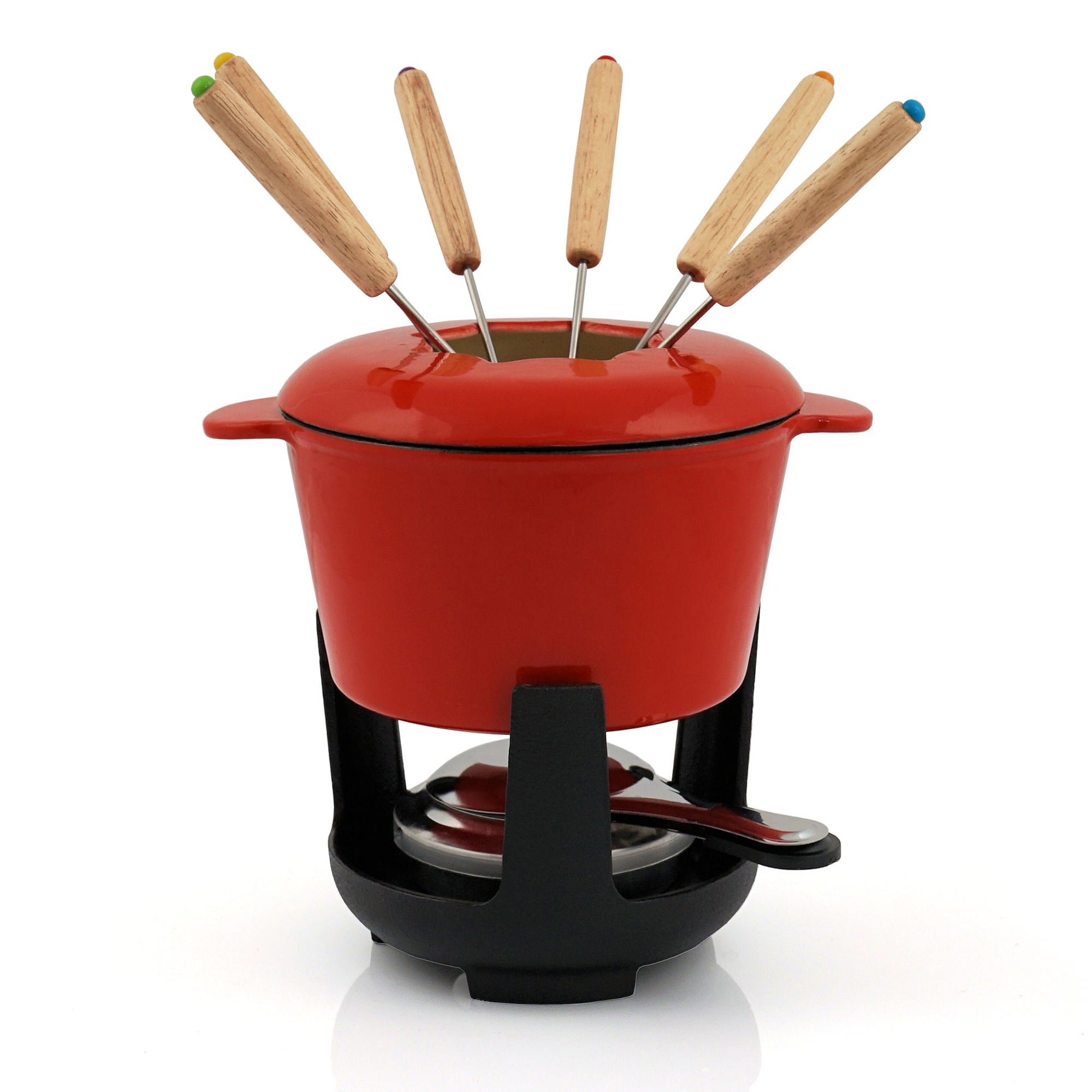 Fondue set, 13 pieces, 1 liter, cast iron, for 6 people