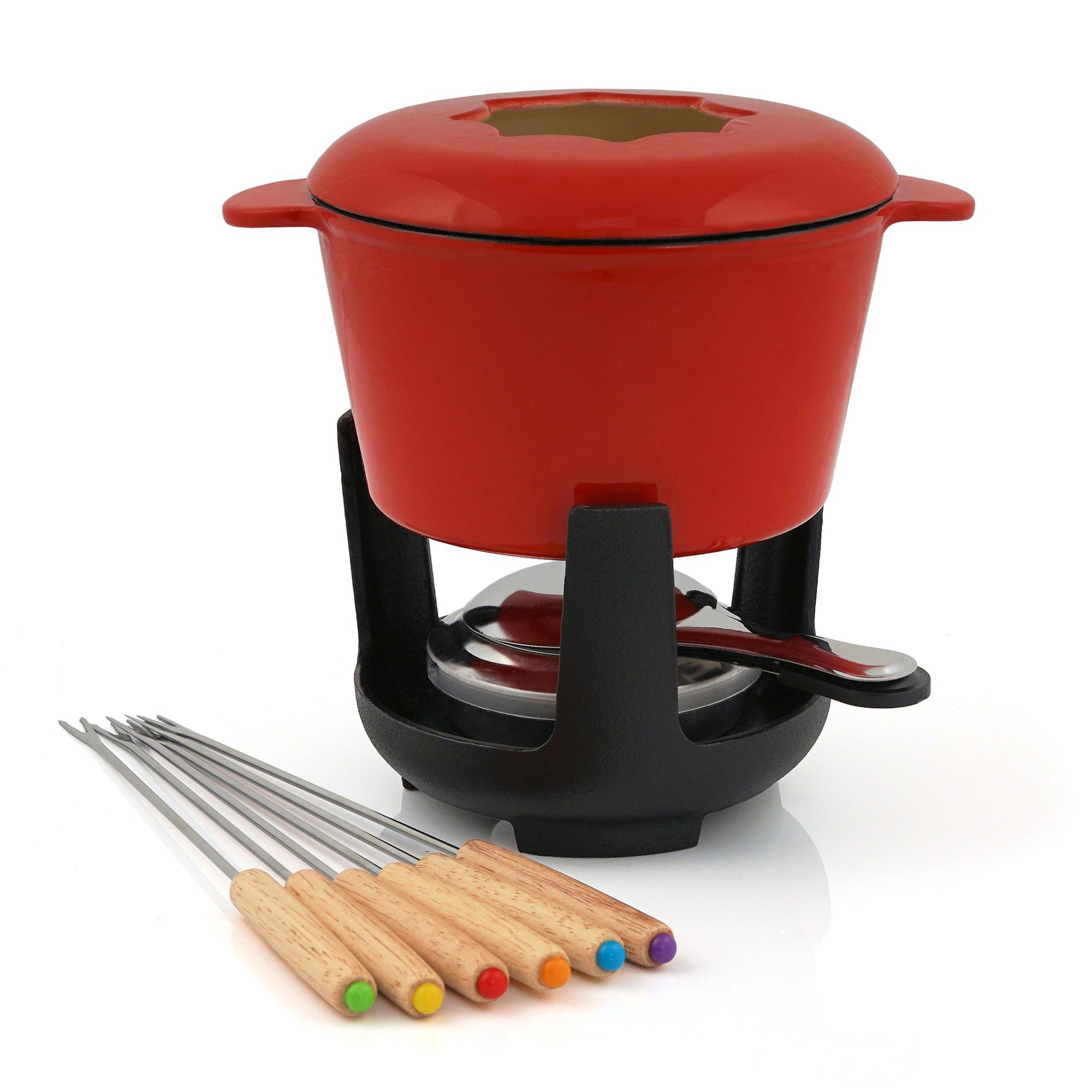 Fondue set, 13 pieces, 1 liter, cast iron, for 6 people