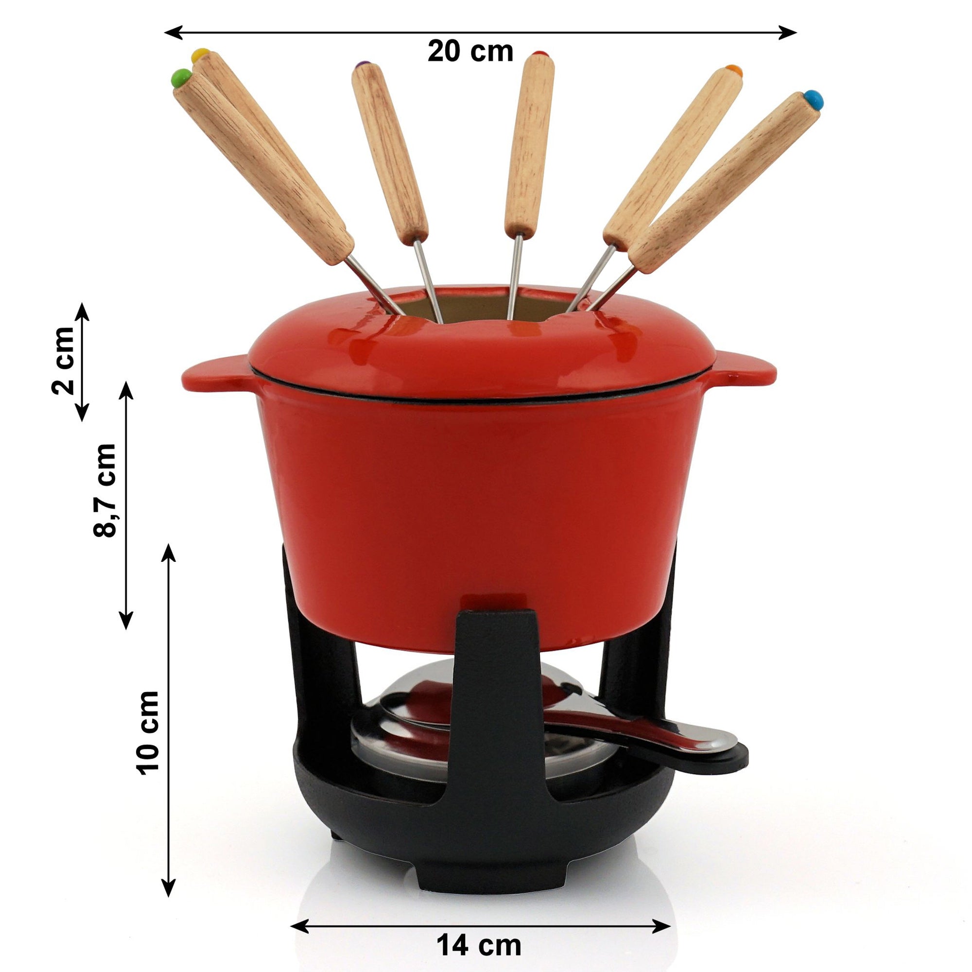 Fondue set, 13 pieces, 1 liter, cast iron, for 6 people