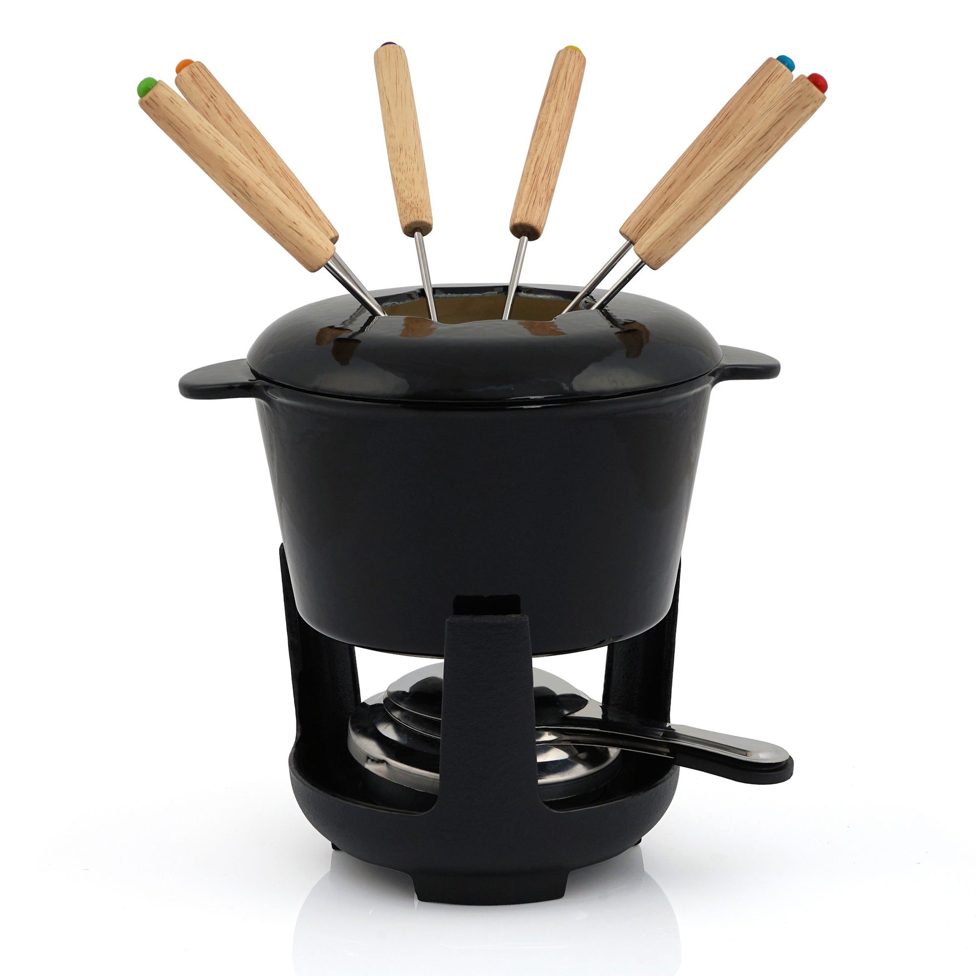 Fondue set, 13 pieces, 1 liter, cast iron, for 6 people