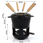 Service à fondue, 13 pièces, 1 litre, en fonte, pour 6 personnes