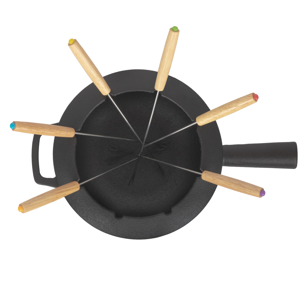 Fondue set, 13 pieces, 2 liters, cast iron, for 6 people