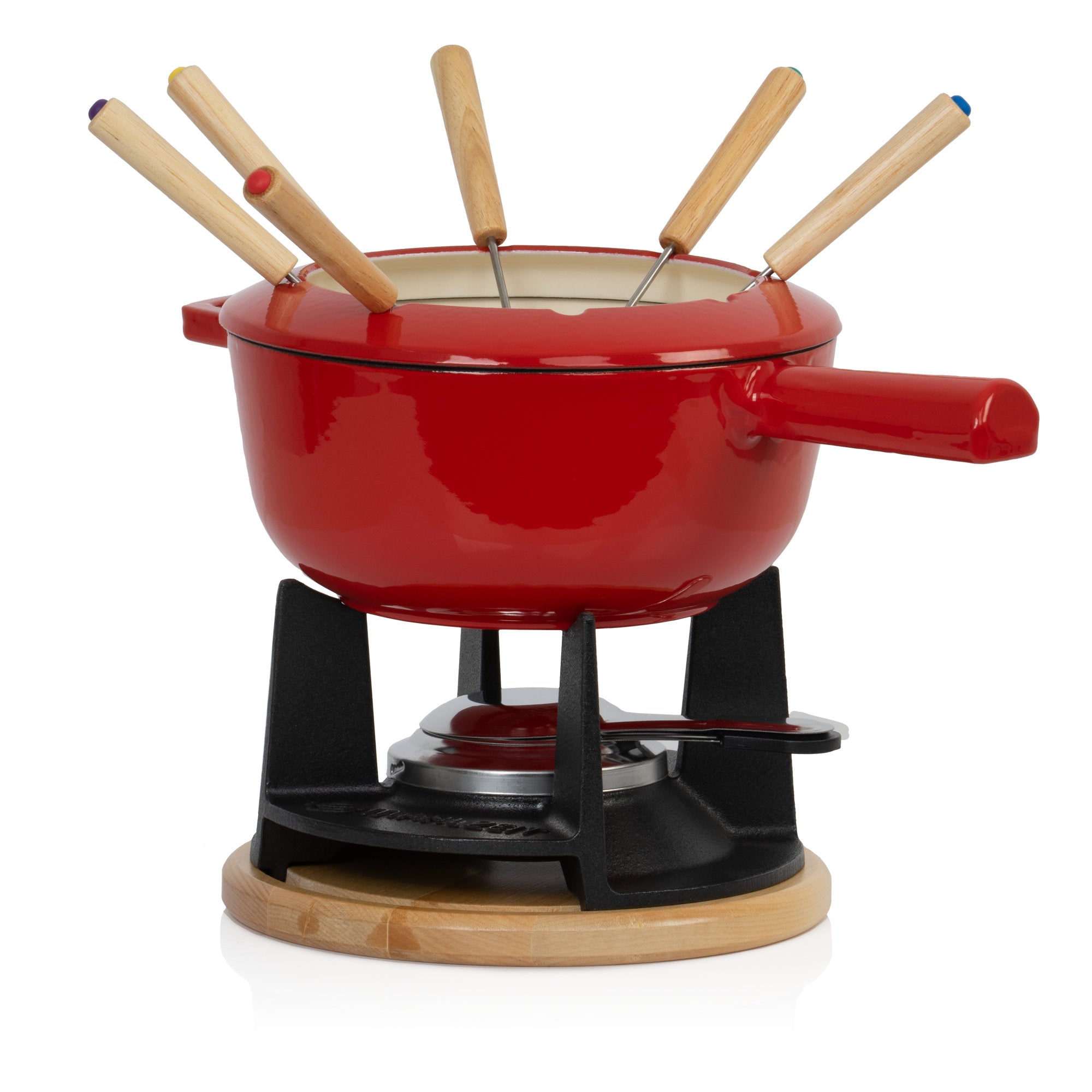 Fondue set, 13 pieces, 2 liters, cast iron, for 6 people