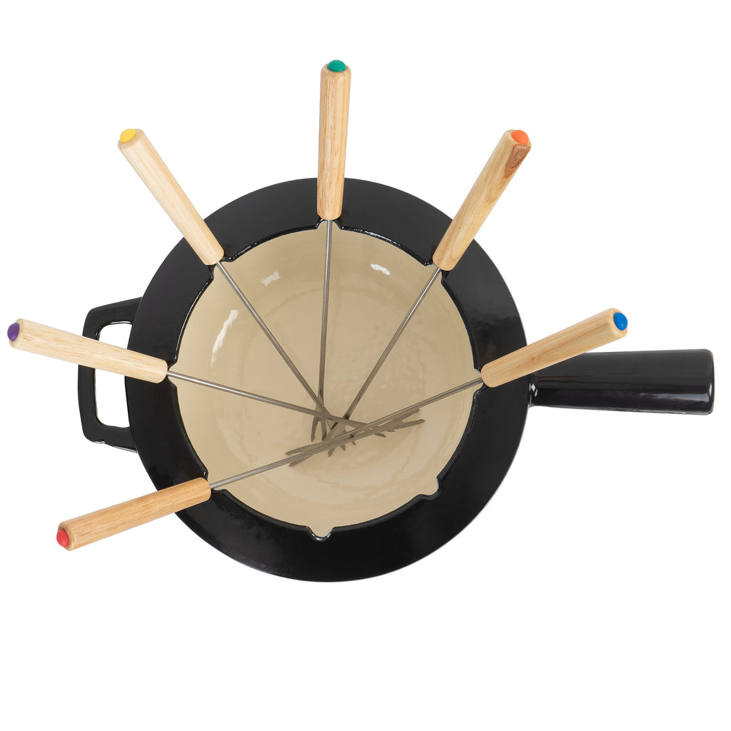 Fondue set, 13 pieces, 2 liters, cast iron, for 6 people