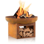 Feuerschale, Ø 70 cm, mit Holzlagerfach