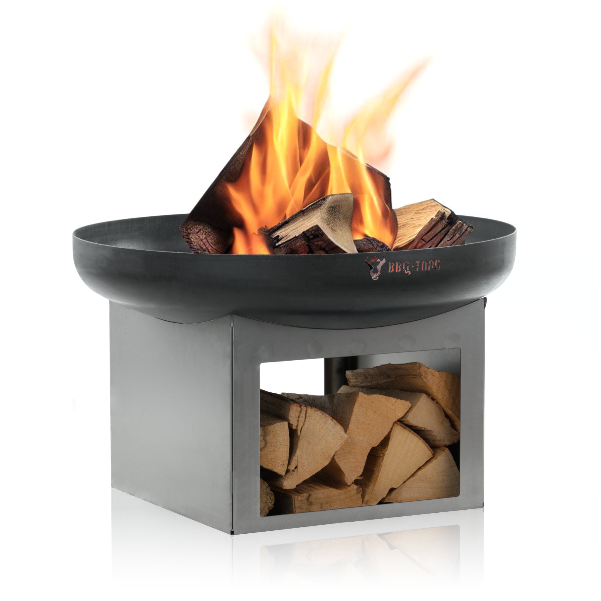 Brasero, Ø 70 cm, avec compartiment de rangement pour le bois