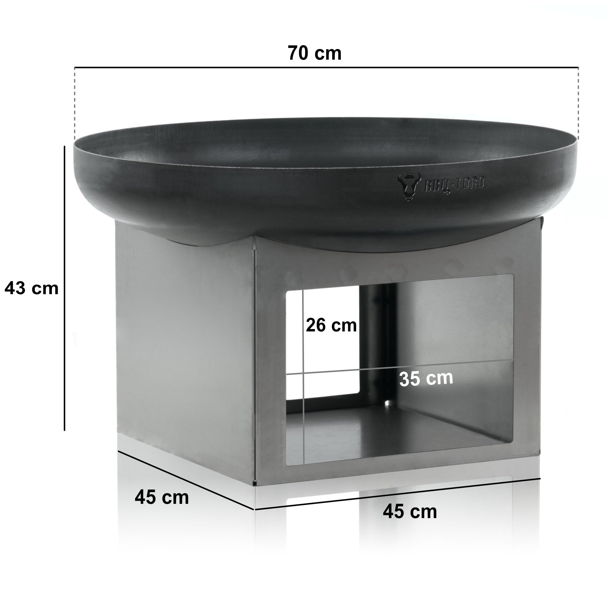 Brasero, Ø 70 cm, avec compartiment de rangement pour le bois