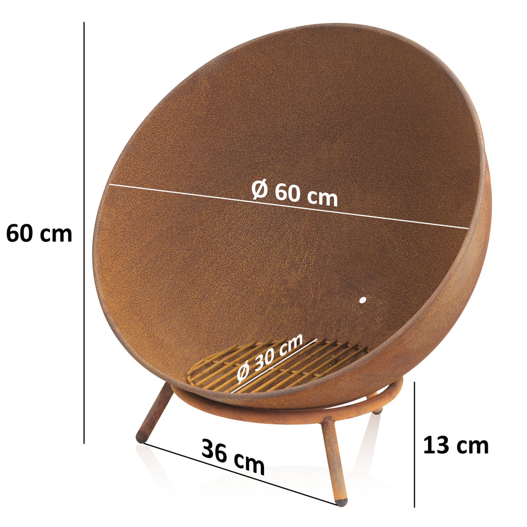 Fire bowl, 3-in-1, Ø 60cm, with 3 legs