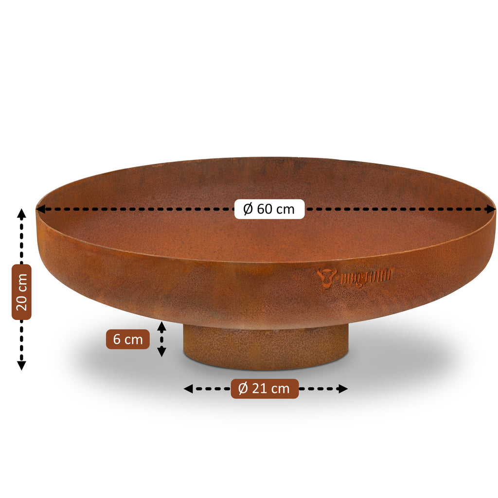 Brasero, aspect rouille, avec support