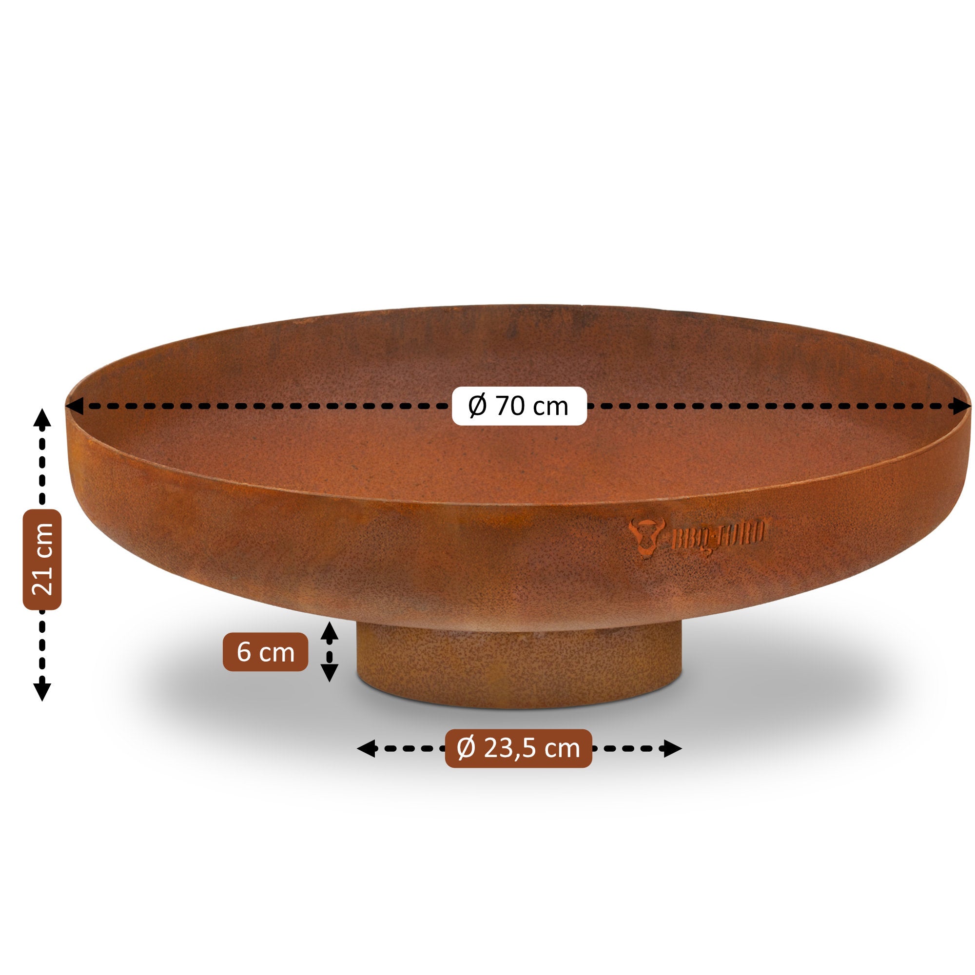 Fire bowl, rust look, with stand