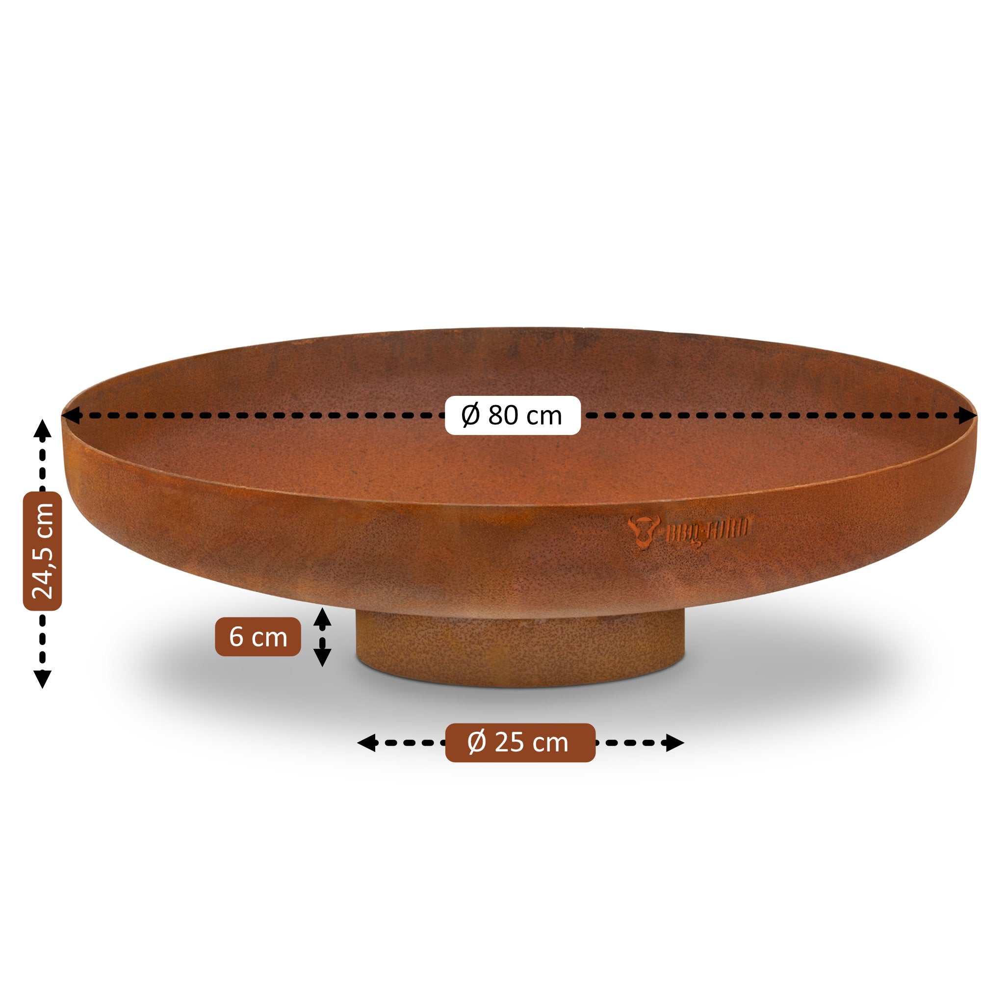 Brasero, aspect rouille, avec support