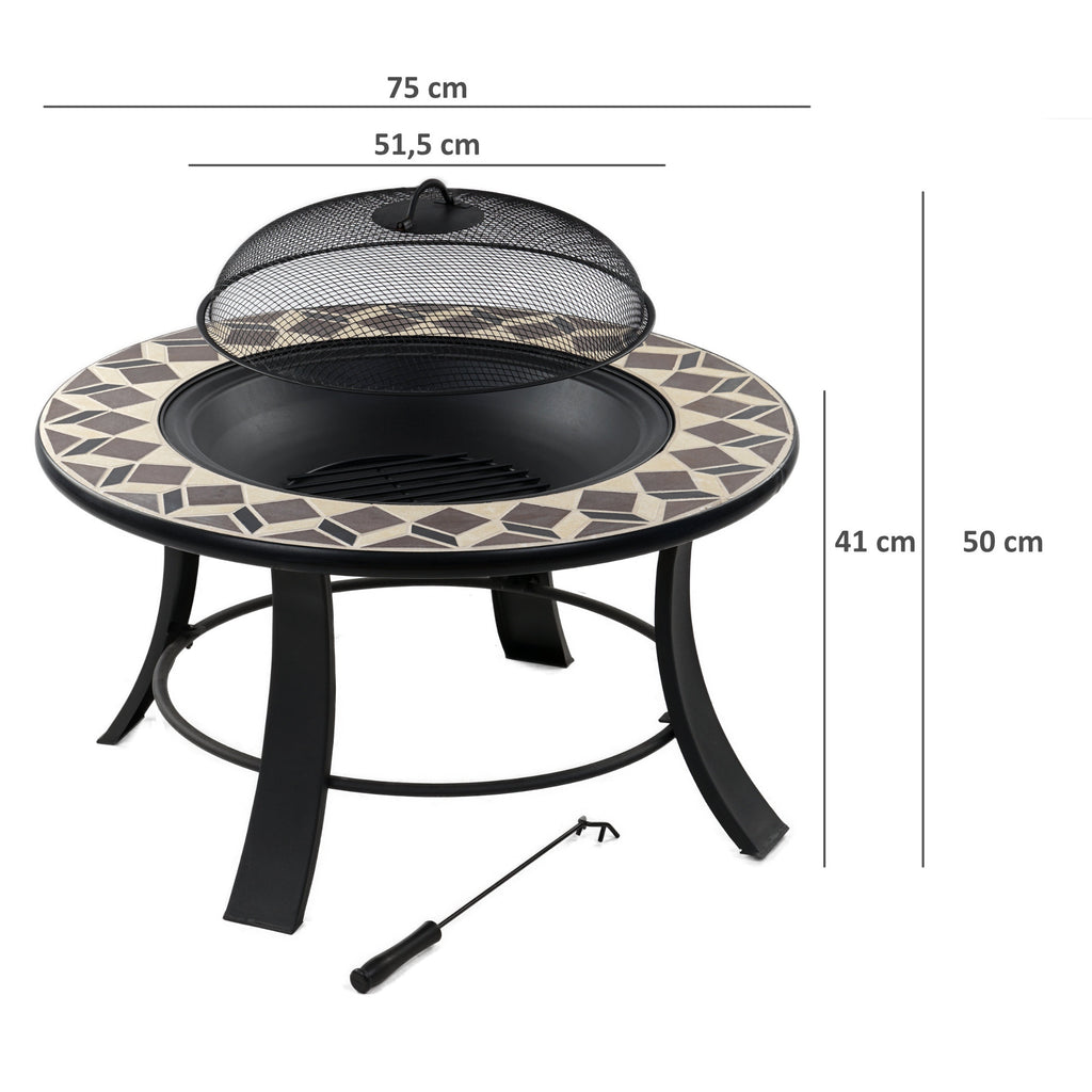 Fire bowl, Ø 75 cm, including spark screen and poker