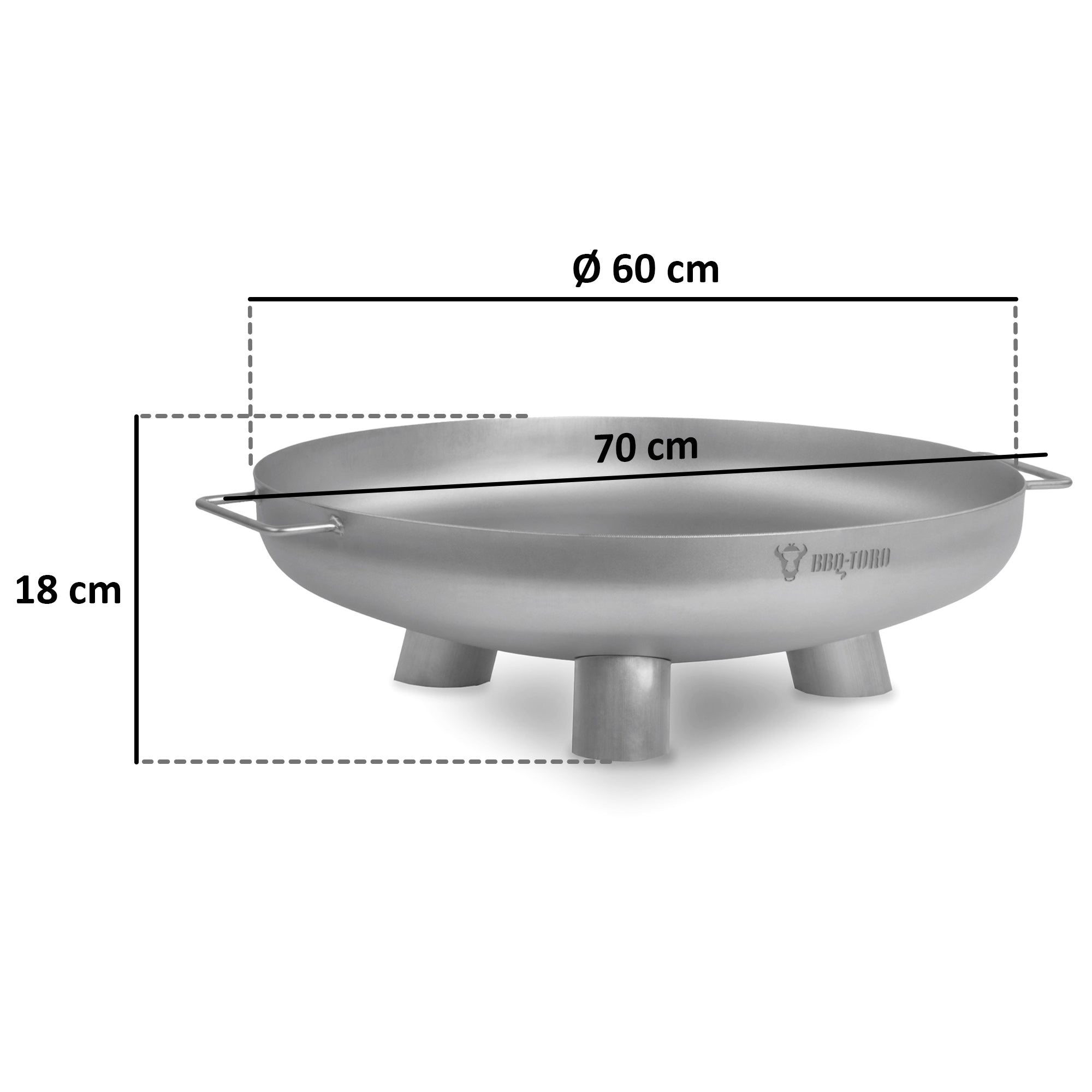 Fire bowl including lid, Ø 60 cm, stainless steel, tripod