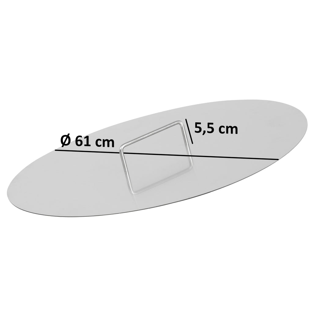 Feuerschale inkl. Deckel, Ø 60 cm, Edelstahl, Dreibein