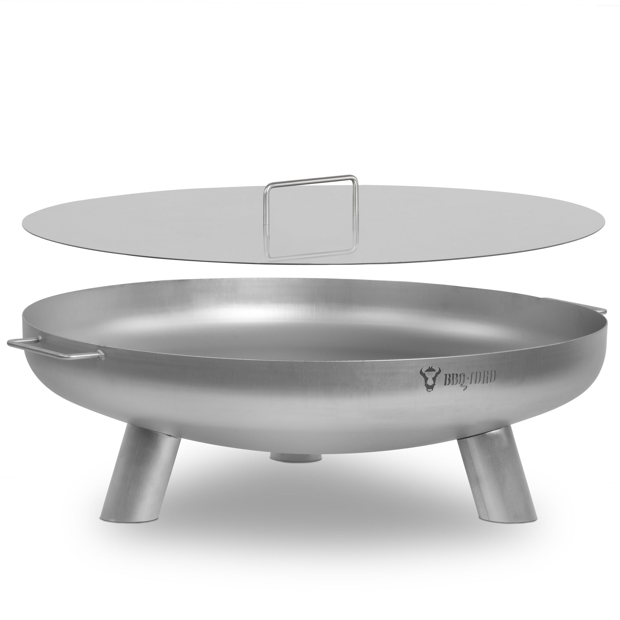 Fire bowl including lid, Ø 80 cm, stainless steel, tripod