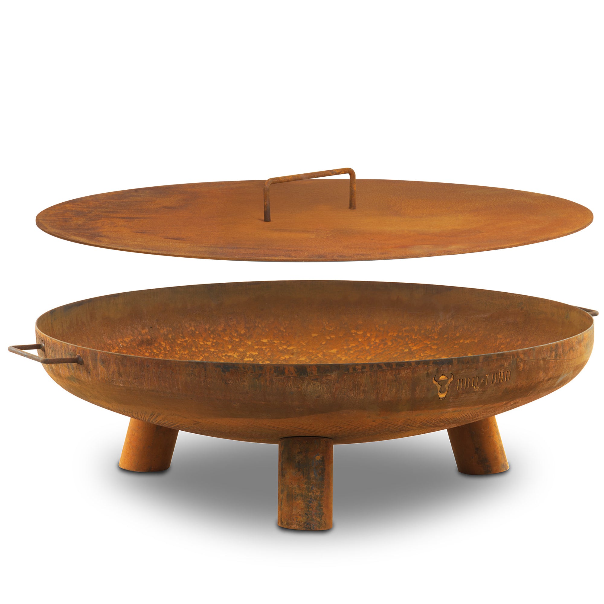 Fire bowl including lid, Ø 80 cm, stainless steel, tripod