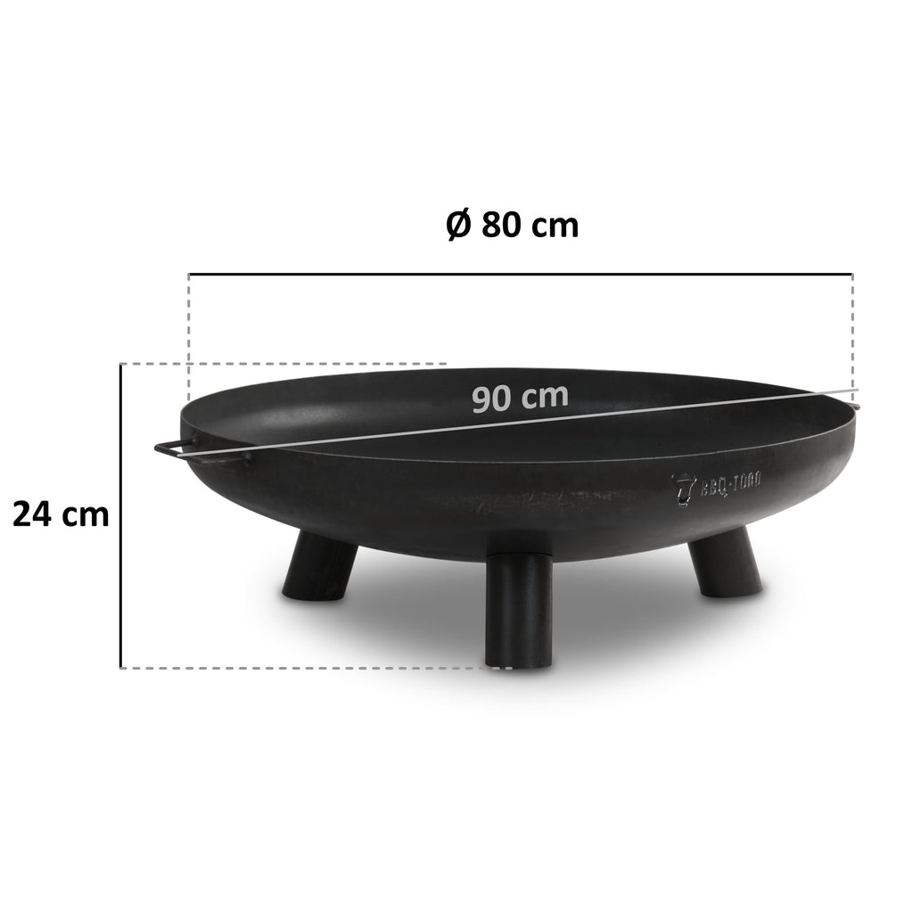 Fire bowl including lid, Ø 80 cm, stainless steel, tripod