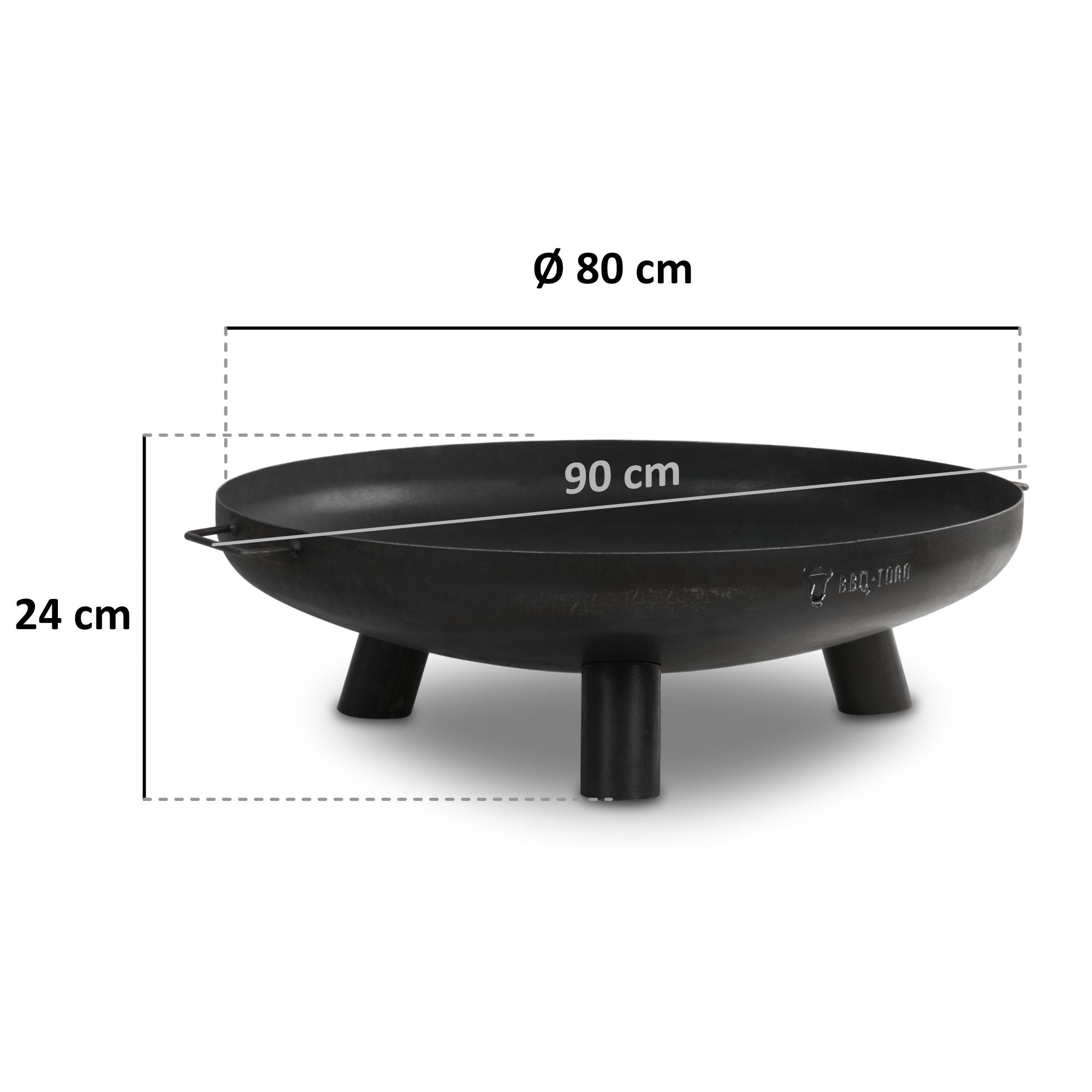 Fire bowl including lid, Ø 80 cm, stainless steel, tripod