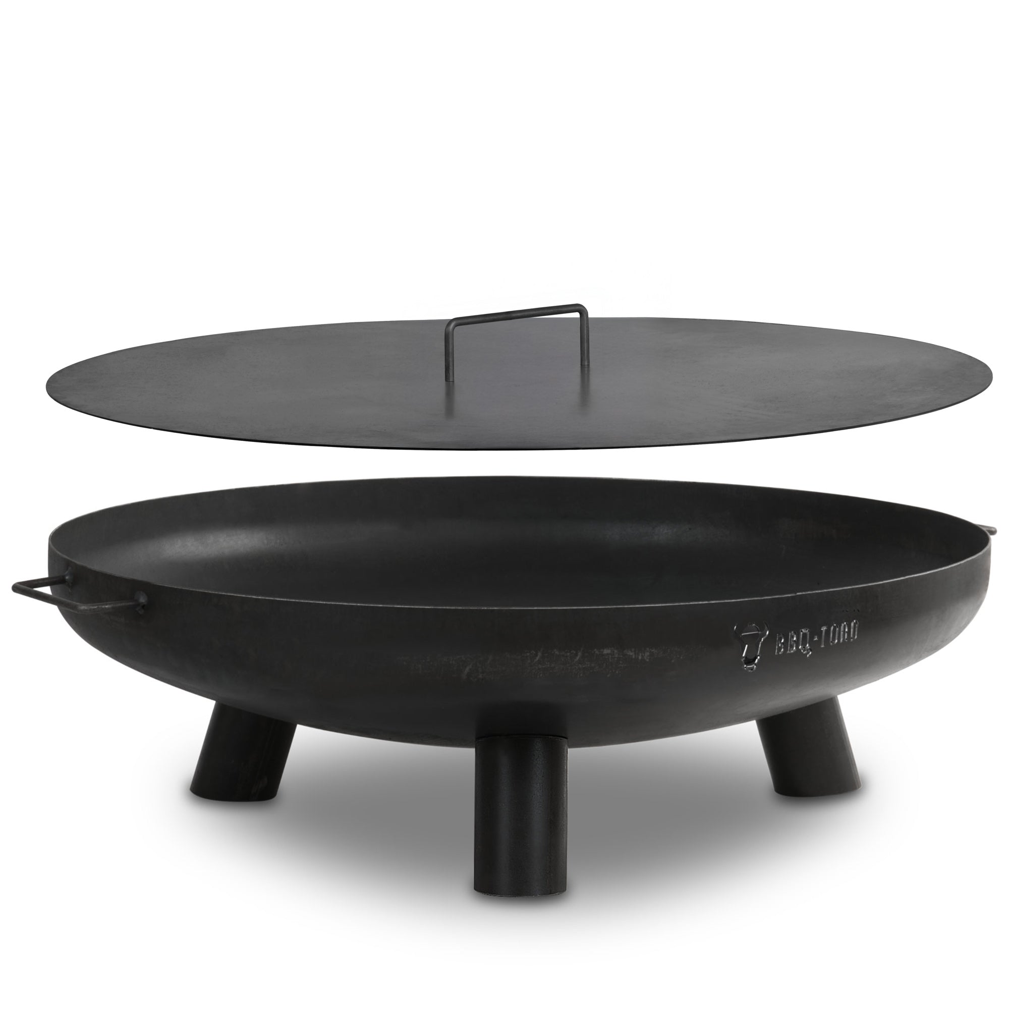 Fire bowl including lid, Ø 80 cm, stainless steel, tripod