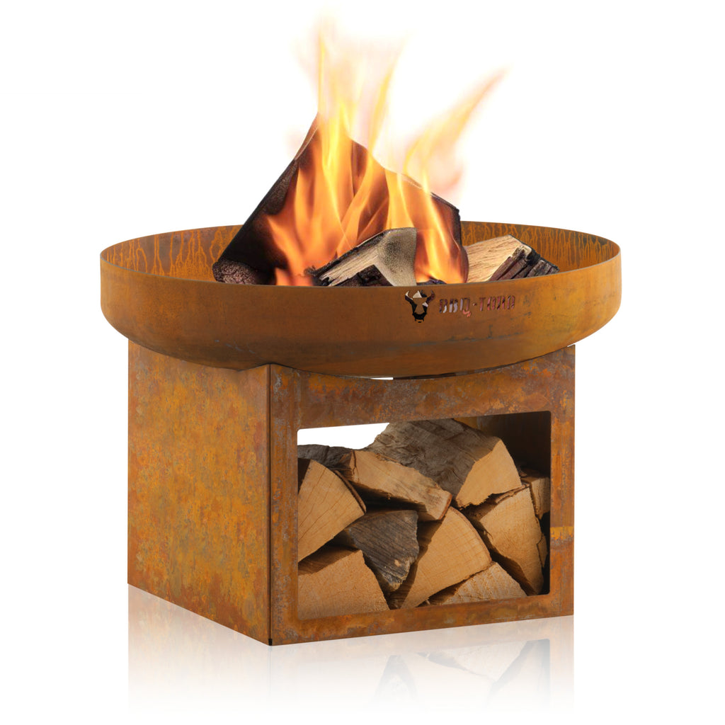 Brasero, Ø 60 cm, avec compartiment de rangement pour le bois
