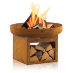 Feuerschale, Ø 60 cm, mit Holzlagerfach