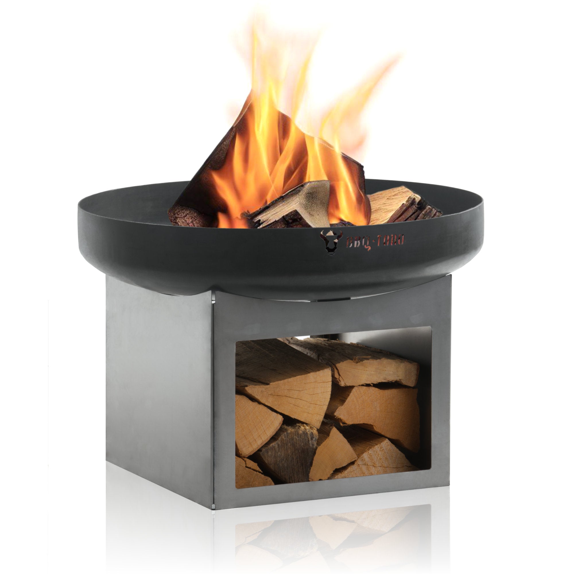 Brasero, Ø 60 cm, avec compartiment de rangement pour le bois