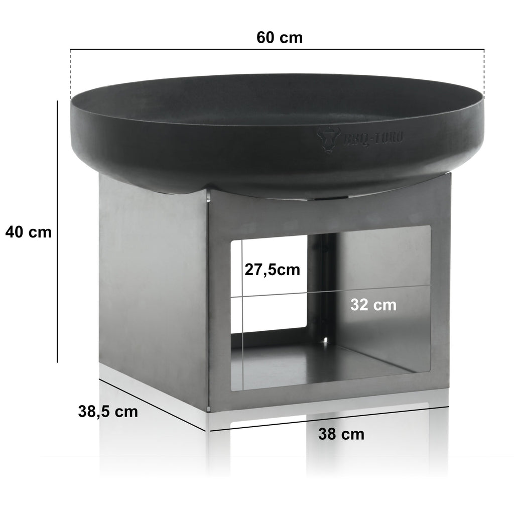 Brasero, Ø 60 cm, avec compartiment de rangement pour le bois