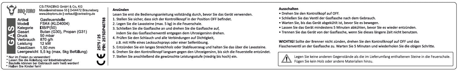 Gas fire pit, Ø 48 cm, incl. lava stones